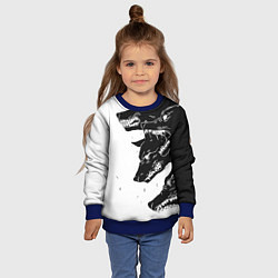 Свитшот детский СТАЯ ВОЛКОВ ЧЕРНО-БЕЛЫЕ ВОЛКИ, цвет: 3D-синий — фото 2