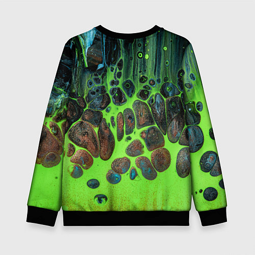 Детский свитшот Неоновый песок и камни - Зелёный / 3D-Черный – фото 2