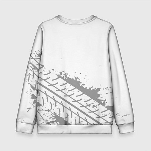 Детский свитшот Peugeot Speed на светлом фоне со следами шин / 3D-Белый – фото 2