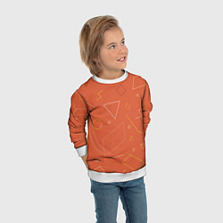Свитшот детский Геометрические Фигуры На Оранжевом Фоне, цвет: 3D-белый — фото 2