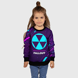 Свитшот детский Символ Fallout в неоновых цветах на темном фоне, цвет: 3D-черный — фото 2