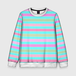 Детский свитшот Pink turquoise stripes horizontal Полосатый узор