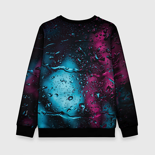 Детский свитшот Неоновые сюрреалистичные капли - Розовый и голубой / 3D-Черный – фото 2