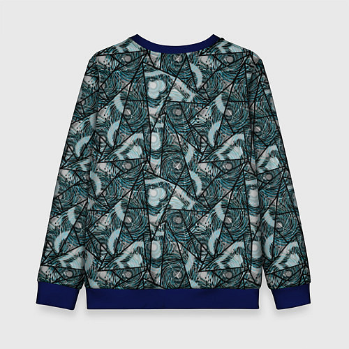 Детский свитшот Гранжевый абстрактный узор на темно сером фоне / 3D-Синий – фото 2