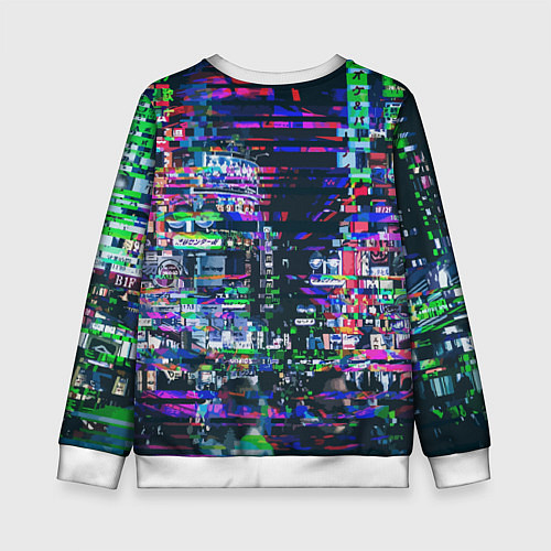 Детский свитшот Ночной город - glitch / 3D-Белый – фото 2