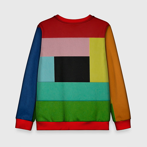 Детский свитшот Абстрактные геометрические прямоугольники - Чёрный / 3D-Красный – фото 2