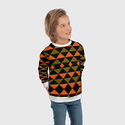 Свитшот детский Геометрический узор черно-оранжевые фигуры, цвет: 3D-белый — фото 2