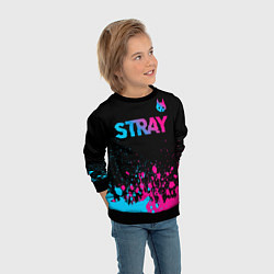 Свитшот детский Stray - neon gradient logo, цвет: 3D-черный — фото 2