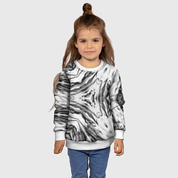 Свитшот детский Черно-белый абстрактный узор Трио, цвет: 3D-белый — фото 2