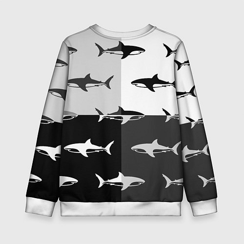 Детский свитшот Стая акул - pattern / 3D-Белый – фото 2