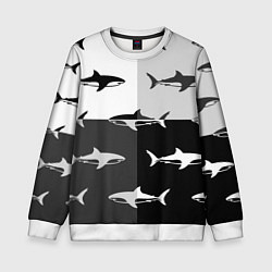 Свитшот детский Стая акул - pattern, цвет: 3D-белый