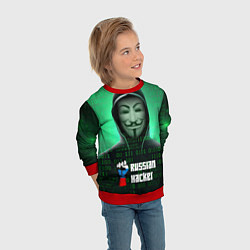 Свитшот детский Russian hacker green, цвет: 3D-красный — фото 2