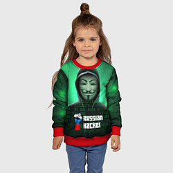 Свитшот детский Russian hacker green, цвет: 3D-красный — фото 2