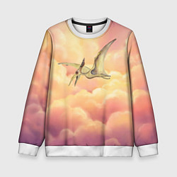 Свитшот детский Птеродактиль в облаках, цвет: 3D-белый