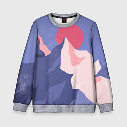 Свитшот детский Пейзаж гор и леса в стиле ретро, цвет: 3D-меланж