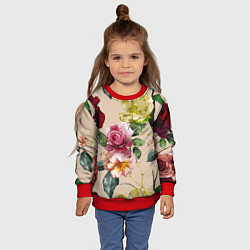 Свитшот детский Цветы Нарисованные Красные Розы и Лилии, цвет: 3D-красный — фото 2