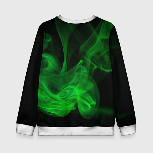 Детский свитшот Зелёный абстрактный дым / 3D-Белый – фото 2