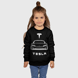Свитшот детский Tesla white light, цвет: 3D-черный — фото 2