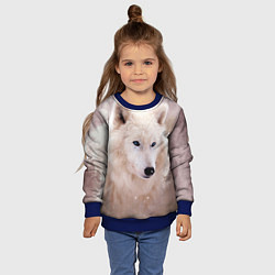 Свитшот детский Белый зимний волк, цвет: 3D-синий — фото 2