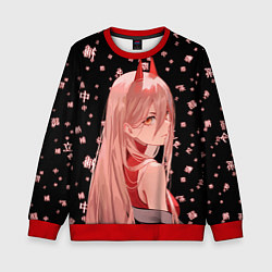 Свитшот детский Power Chainsaw Man иероглифы, цвет: 3D-красный