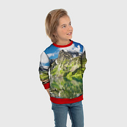 Свитшот детский Живописное горное озеро, цвет: 3D-красный — фото 2