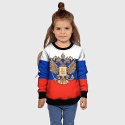 Свитшот детский Герб России на фоне флага, цвет: 3D-черный — фото 2