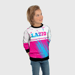 Свитшот детский Lazio neon gradient style: символ сверху, цвет: 3D-черный — фото 2