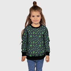 Свитшот детский Зеленые листья и веточки на темном фоне, цвет: 3D-черный — фото 2