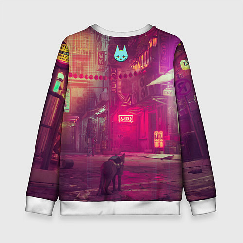 Детский свитшот Stray - cat & robot / 3D-Белый – фото 2