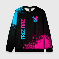 Свитшот детский Free Fire - neon gradient: символ и надпись вертик, цвет: 3D-черный