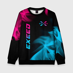 Свитшот детский Exeed - neon gradient: символ и надпись вертикальн, цвет: 3D-черный