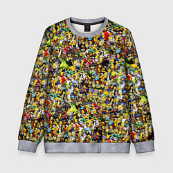 Свитшот детский Симпсоны все Герои, цвет: 3D-меланж