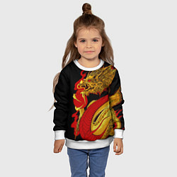 Свитшот детский Японский Золотой Дракон, цвет: 3D-белый — фото 2