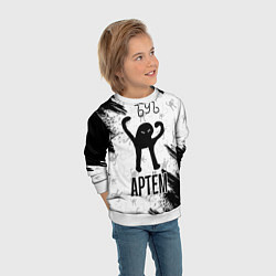 Свитшот детский Кот ъуъ Артем, цвет: 3D-белый — фото 2