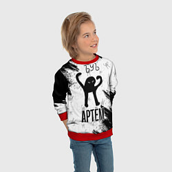 Свитшот детский Кот ъуъ Артем, цвет: 3D-красный — фото 2