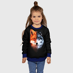 Свитшот детский Волк и Лисица, цвет: 3D-синий — фото 2