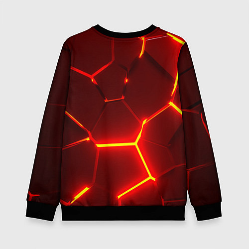Детский свитшот Красные неоновые геометрические плиты / 3D-Черный – фото 2