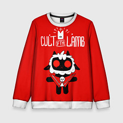 Свитшот детский Cult of the Lamb ягненок, цвет: 3D-белый