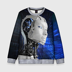 Свитшот детский Голова робота - киберпанк, цвет: 3D-меланж