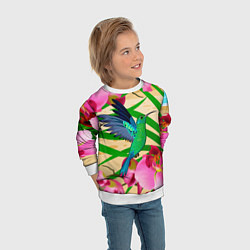 Свитшот детский Колибри и орхидеи, цвет: 3D-белый — фото 2