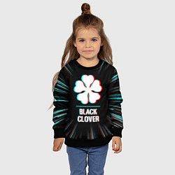 Свитшот детский Символ Black Clover в стиле glitch на темном фоне, цвет: 3D-черный — фото 2