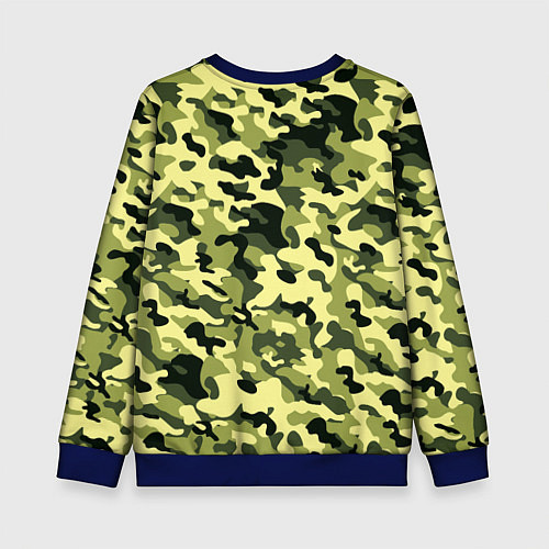 Детский свитшот Камуфляж Зеленые листья / 3D-Синий – фото 2