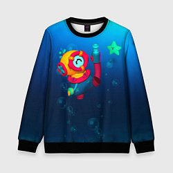 Свитшот детский Brawl Stars - Отис, подводный мир, цвет: 3D-черный