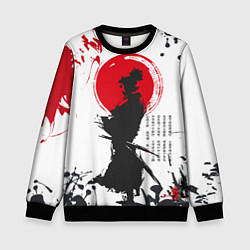 Свитшот детский Самурай на фоне солнца, цвет: 3D-черный