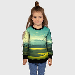 Свитшот детский Зелёная долина, пейзаж, цвет: 3D-черный — фото 2
