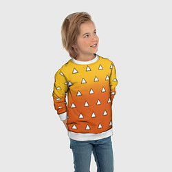 Свитшот детский Оранжевое кимоно с треугольниками - Зеницу клинок, цвет: 3D-белый — фото 2