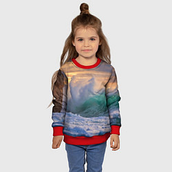 Свитшот детский Штормовая волна, накатывающая на берег, цвет: 3D-красный — фото 2