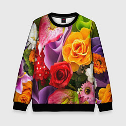Свитшот детский Прекрасный цветочный букет, цвет: 3D-черный