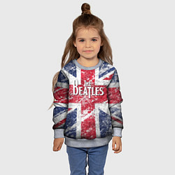 Свитшот детский The Beatles - лого на фоне флага Великобритании, цвет: 3D-меланж — фото 2