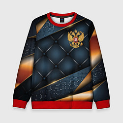 Свитшот детский Золотой герб России на объемном фоне, цвет: 3D-красный